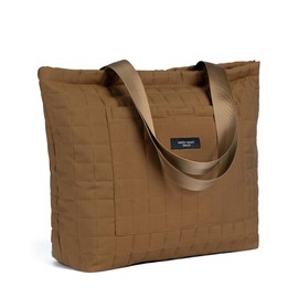 SATIN SAINT Quilted Tote Bag for Women, 20L Womens Commuter Totebag, Unisex College Work Tote, Lightweight Tote for Yoga Gym, Caramel Brown