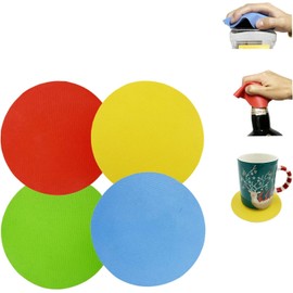 Rubber Jar Opener Gripper Pads, Multi Purpose Jar Bottle Can Lids Gripper Openers Reusable, for Seniors Weak Hands, Most Bottles, Used as Kitchen Coasters