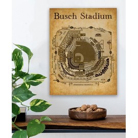 Busch Stadium Seating Chart–16x20 Stretched Canvas Poster–Vintage Seating Map Blueprint–Historic Layout Print–St. Louis Cardinals Stadium Map – Cardinals Fan Memorabilia – Sports Bars & Man Cave Décor