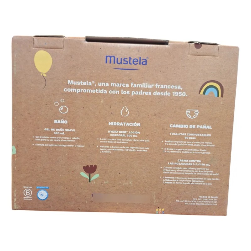 Kit De Higiene Mustela Para Bebes Crema Ponada Toallas 4pzs