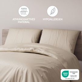 Dreamzie Set of 2 Pillowcases with Zip, Made of Soft Microfibre, Pillow Cover, 60 x 60 cm, Beige