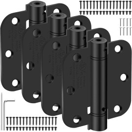 IOQ 4 Pack 3.5 Inch Self Closing Door Hinges 5/8" Radius Corners Spring Loaded Hinge