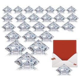 Eowppue Elegant Christmas Name Place Cards – 24 Pack Acrylic Table Number Holders with Diamond Design, Perfect for Parties and Weddings