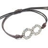 Wrapables Adjustable Rhinestone Infinity Leather Corded Bracelet, Brown Silver Tone