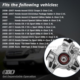 GDO 21-5419 Power Steering Pump Assembly Compatible for 2008 Honda crv 2.4L 2002 05-11|2007 Honda Accord 2006 2.4|2011-06 Honda Element|02-2006 Acura RSX 2.0L|06-2008 Acura TSX hydraulic pump 96-5419