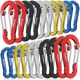 Pullther fishing Aluminum Carabiner Clips - Set of 20,Small Carabiner Clip Multi-Colored,Carabiner Clip 2 inch,Corrosion-Resistant,Lightweight,Ideal for Outdoor Sports,Hiking,Camping,Fishing.
