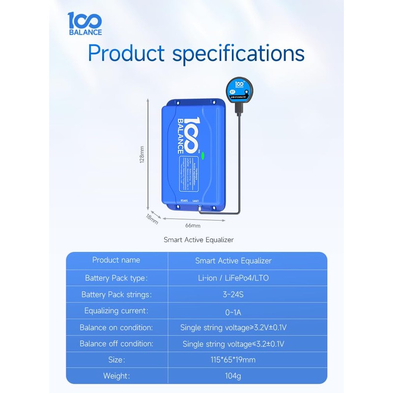 100Balance 10S 1A Smart Active Equalizer Balancer for Lifepo4 LFP/Lipo