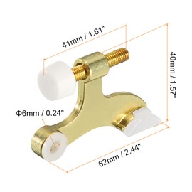 sourcing map Door Stoppers, 2Pcs 2-1/2" x 1-3/4" - Zinc Alloy Hinge Pin Door Stop, K Type Adjustable Door Stopper with Rubber Bumper Tips (Gold)