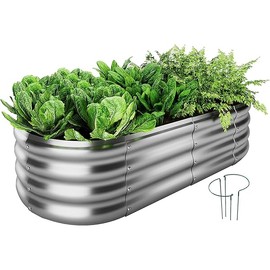 Galvanized Metal Planter Raised Garden Bed Kit for Gardening Outdoor，4x2x1ft Planter Grow Garden Box Raised Flower Bed