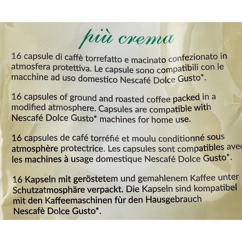 Caffè Trombetta L'Espresso Dolce Compatible Nescafè Dolce Gusto, Più Creme