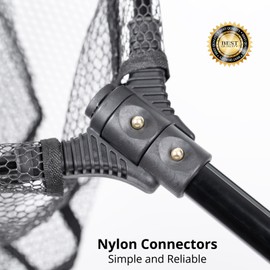 Fishing Net with Telescopic Handle,Durable Landing Net for Freshwater & Saltwater, Foldable Fishing Nets for Fish, 20 lbs Capacity, Rubber Coated Netting (Nylon Netting)