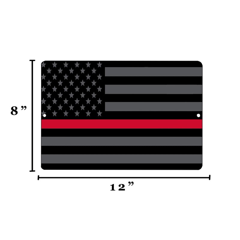 Rogue River Tactical Thin Red Line Firefighter Flag Metal Tin