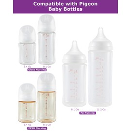 Sippy Spout Nipples for Pigeon PPSU&PP Nursing Baby Bottle and Glass Baby Bottles,Soft Silicone Sippy Cup Nipples,Leak-Proof,Variable Flow Conversion Nipple,6+ Months,4 Count