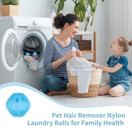 20 PCS Pet Hair Remover Balls for Laundry, Reusable Washing Machine & Dryer - Non-Tangle Dog/Cat Hair Catcher, Lint & Fur Remover, 1.6" Sky Blue - Safe for Clothes, Bedding