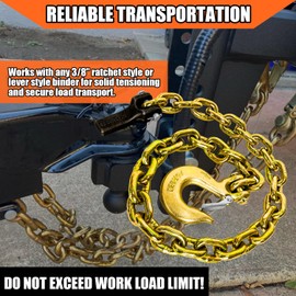 YATOINTO YATOINTO 4-Pack Grade 80 Trailer Safety Chain 36 Inch with 3/8' Clevis Snap Hook and Chain Retainer | Transport Chains WLL 25,000 lbs for Towing
