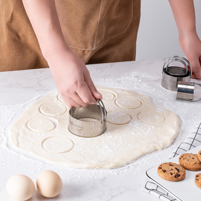 Biscuit Cutter Set Round Cookie Cutters with Handle 5 Pieces