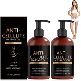 2PC Anti Cellulite Massage Oil,Aceite Corporal Reafirmante，Reafirma la Piel, Hidrata Profundamente y Suaviza Piernas, Muslos, Glúteos y Abdomen