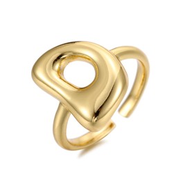 Winssigma 18K Gold Plated Initial Adjustable Ring for Women(D)