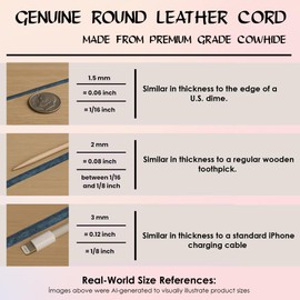 TRISKY Real/Genuine Round Leather Cord for Jewelry Making - Premium Leather String Cord for Crafting - Ideal for Bracelets, Necklace, Pendants, Braiding, Wraps - (3mm Distressed Blue)