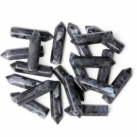 YATOJUZI 20PCS Black Labradorite Natural Healing Crystals Stones Sets Polished Tumbled Pocket Gemstones Bulk Wholesale Hexagonal Points Reiki Energy Balancing Chakra Meditation Therapy Desk Decor Gift