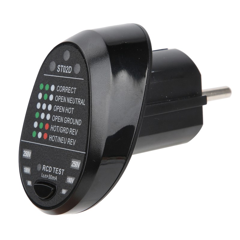 ST02D Electric Socket Tester Circuit Polarity Detector Mains Fault Checker
