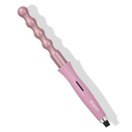 QHDJE - Varita rizadora, calentamiento rápido de 15 S, rizador con varita de burbujas, varita rizadora de cabello para una sola pasada para lograr hermosos rizos, pantalla LCD digital y doble voltaje,