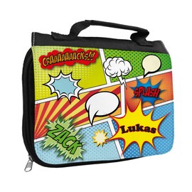 Toiletry Bag with Name Luke and Comic Design for Boys Toilet Bag with First Name Wash Bag for Children