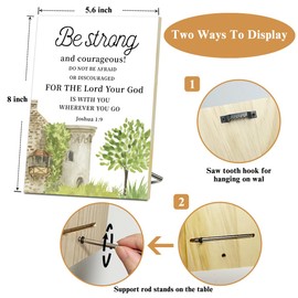 Joshua 1:9 Bible Verse, Be Strong and Courageous Scripture Jesus Christian Home Desk Decor, Inspirational Gifts Motivational Desk Decor Christmas Gifts Wood Sign Christian Gifts -07