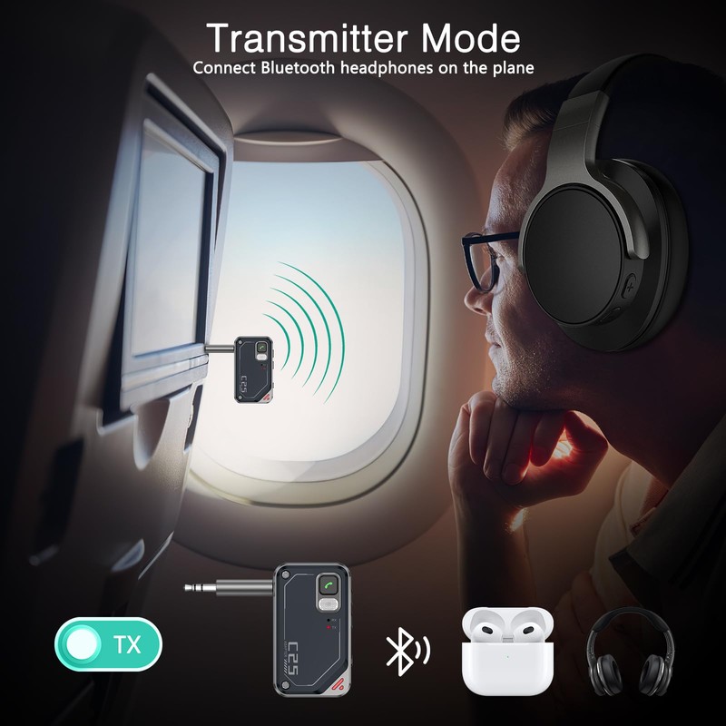 ORIA Bluetooth Adapter Car, 2 in 1 Bluetooth 5.3 Receiver