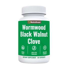 NutraScout Wormwood, Black Walnut & Clove Complex | Whole Body Detox Cleanse | Lab Tested, USA Made, Non-GMO, Easy to Swallow | 60 Capsules