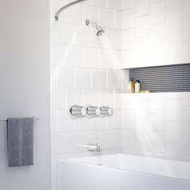 PuritySage 3-Piece Shower Knob Set with Cold and Hot Control,Compatible with Price/Pfister Verve 3 Handle Tub Shower Faucet,Plastic,Chrome