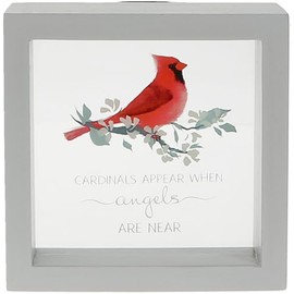 Pavilion Gift Company - Cardinals Appear When Angels Are Near - 5" Square Self-Standing Glass Red Cardinal In Memory Memorial Bereavement Condolence Funeral Loss Of Loved One Gift Present