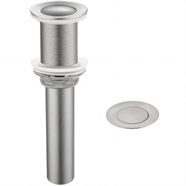 Brushed Nickel Bathroom Sink Drain - Drain Opening 1 5/8" - Push Pop Up Drain Assembly Without Overflow by Yodel Faucet - Included Detachable Hair Catcher Strainer Basket