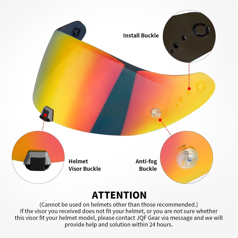 JQF Gear T520 Visor Full Face Helmet Shield Compatible with