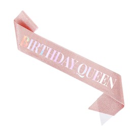 Birthday Queen Sash for Women Glitter Rose Gold Birthday Sash for Women Girls Reflective Birthday Queen Sash Happy Birthday Party Accessories