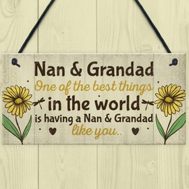 RED OCEAN Nan And Grandad Christmas Birthday Gifts Hanging Plaque Grandparent Gifts Present THANK YOU