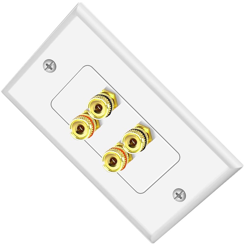 Tunghey 2Pack Gold Plated Speaker Wall Plate With Banana Plug