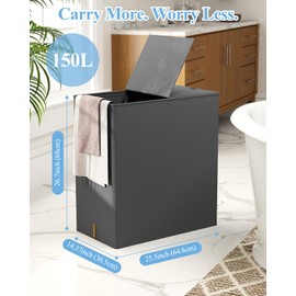 YECAYE 150L Extra Large Laundry Hamper with Lid – Foldable Double Laundry Hamper with Removable Liner – 2 Section Clothes Basket, Dirty Clothes Basket for Bedroom, Bathroom, Laundry Room,Grey