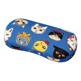 Pearl Eyeglass Case, Eyeglass Case, Hard Case, Synthetic Leather, Spring Type, For Kids, Boys, Girls, Cats, Faces, Pattern, Lovely Cats, Blue, Mother's Day, Father's Day, Gift Present