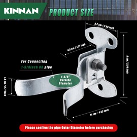 KINNAN 1-5/8'' Flat Back Wall Mount Fork Gate Latch, Chain Link Wall Mount Latch Hardware, Galvanized Steel, with Padlock Hole, Easily Mounts to Wooden Gate Post or Wall 2 Pack