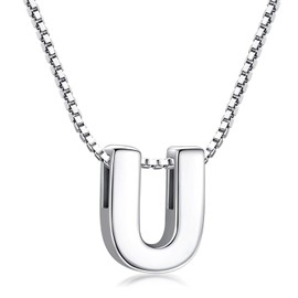 Candyfancy - Letter Chain - Letter Chain with Letter Pendant Silver Necklace Pendant Initials Silver Chain Women's 925 A-Z, Sterling Silver, No Gemstone