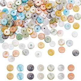 SUNNYCLUE 1 Box 200 Pieces Shell Disc Beads Flat Shell Beads Freshwater Shell Beads Colourful Flat Round Shells Summer Ocean Sea Spacer Loose Beads for Jewellery Making DIY Bracelets Necklaces