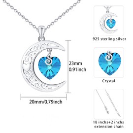Moon Necklace 925 Sterling Silver Crystal Moon Chain Jewellery Moon Pendant Jewellery Mother's Day Gifts for Women, Sterling Silver
