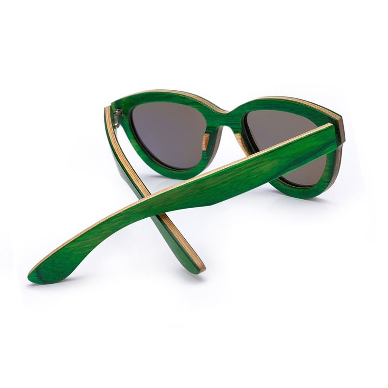Damen hölzerne Sonnenbrille Handmade Holz Retro Vintage Mirrored Polarisiert Objektive
