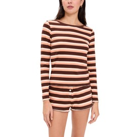 Cozyland by Morgan Lane Women's Ellie Shortie Pajama Set, Pumpkin Spice, Stripe, M