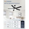 ZMISHIBO 52 Inch Ceiling Fans with Lights, Smart Remote/APP Control,
