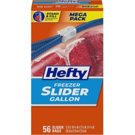 Hefty Slider Freezer Storage Bags, Gallon Size, 56 Count