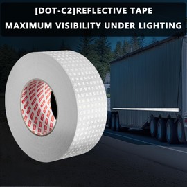 SWRT Reflective Tape 2 Inch x 30 Feet DOT-C2 Shining Star Fade Resistant White Reflective Tape Outdoor Waterproof Strong Adhesive Safety Warning Tape Reflector Conspicuity Tape for Trailer Trucks Bike
