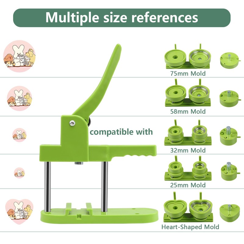 MK.Bear Button Maker Mold 3 inch/75mm, Interchangeable Die Mold Button