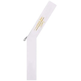 IvyRobes Clergy Deacon Stole with Alpha Omega Embroidered Priests Stole 110" Long White